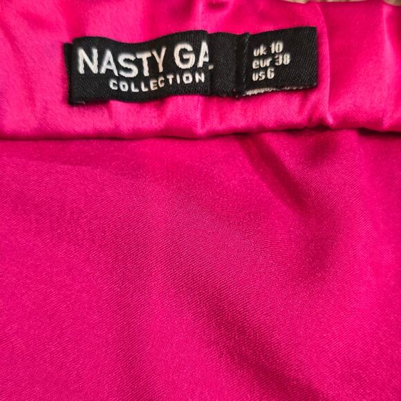 Pre-loved Nasty Gal Women's Hot Pink Satin Skirt Sz. 6 - Picture 5 of 6